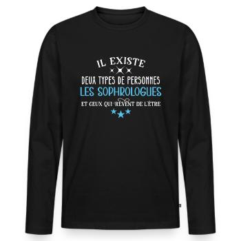 Sophrologue humour métier idée cadeau professions - T-shirt manches longues Premium bio Homme - noir - Devant - Nico (187cm)