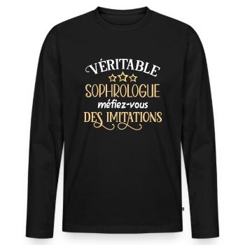 Sophrologue humour métier idée cadeau professions - T-shirt manches longues Premium bio Homme - noir - Devant - Nico (187cm)