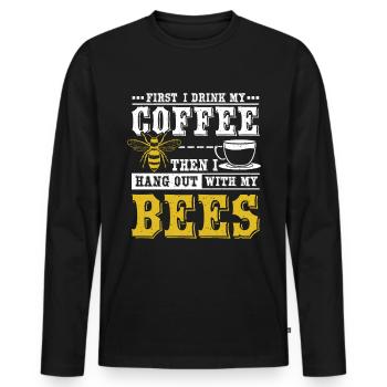 Beekeeper coffee - Men's Premium Organic Long Sleeve Shirt - black - Front - Nico (187cm)
