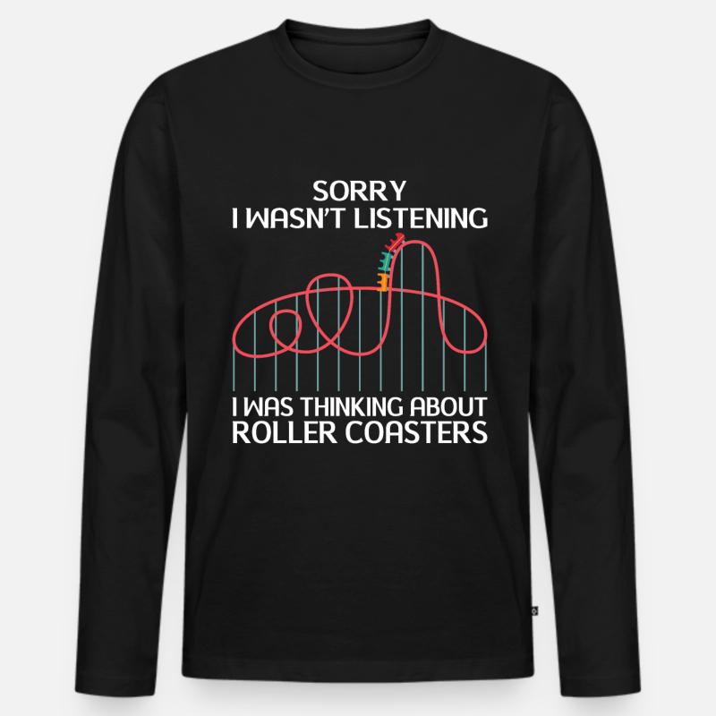 Achterbahn Freizeitpark Rollercoaster Fahrgeschäft - Männer Premium Bio Langarmshirt - Schwarz