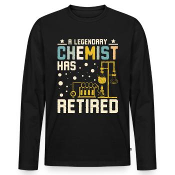 Chemist retires - Men's Premium Organic Long Sleeve Shirt - black - Front - Nico (187cm)