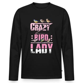 Crazy Bird Lady - Männer Premium Bio Langarmshirt - Schwarz - Vorne - Nico (187cm)