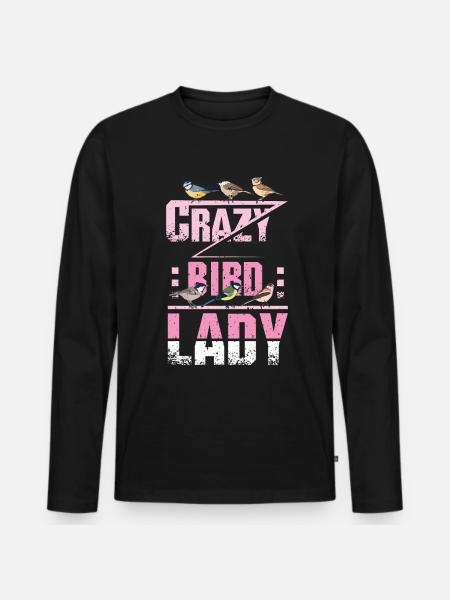 Crazy Bird Lady - Men's Premium Organic Long Sleeve Shirt - black