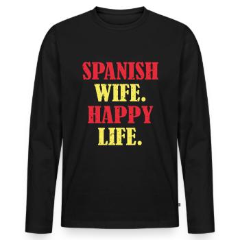 Spanish wife happy life - Männer Premium Bio Langarmshirt - Schwarz - Vorne - Nico (187cm)