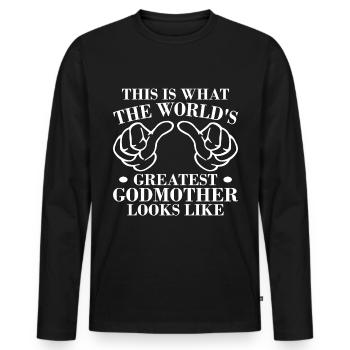 Baptême de marraine Marraine - T-shirt manches longues Premium bio Homme - noir - Devant - Nico (187cm)