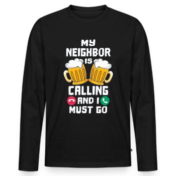 Drinking with the neighbors - Men's Premium Organic Long Sleeve Shirt - black - Front - Nico (187cm)