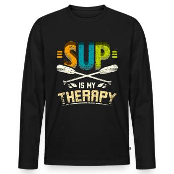 Sup est ma thérapie - T-shirt manches longues Premium bio Homme - noir - Devant - Nico (187cm)