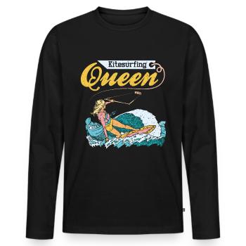 Kitesurfing Queen - Männer Premium Bio Langarmshirt - Schwarz - Vorne - Nico (187cm)