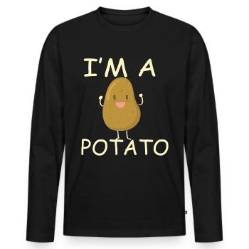 French fries potatoes Sweet potato Potato - Men's Premium Organic Long Sleeve Shirt - black - Front - Nico (187cm)