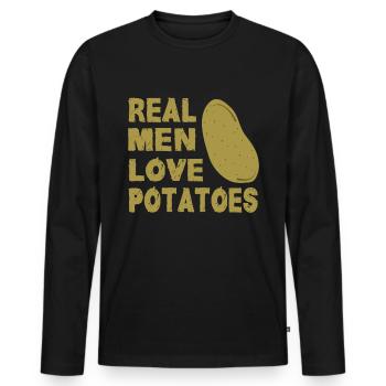 French fries potatoes Sweet potato Potato - Men's Premium Organic Long Sleeve Shirt - black - Front - Nico (187cm)