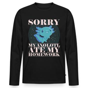 Axolotl Amphibie Lurch Salamander - Männer Premium Bio Langarmshirt - Schwarz - Vorne - Nico (187cm)