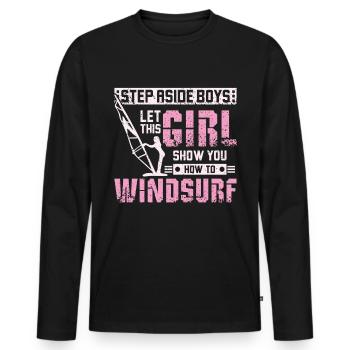 Laissez cette fille vous montrer comment faire de la planche à voile - T-shirt manches longues Premium bio Homme - noir - Devant - Nico (187cm)