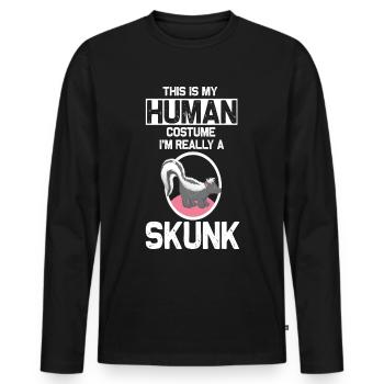 skunk stink mammifère défendre skunk - T-shirt manches longues Premium bio Homme - noir - Devant - Nico (187cm)