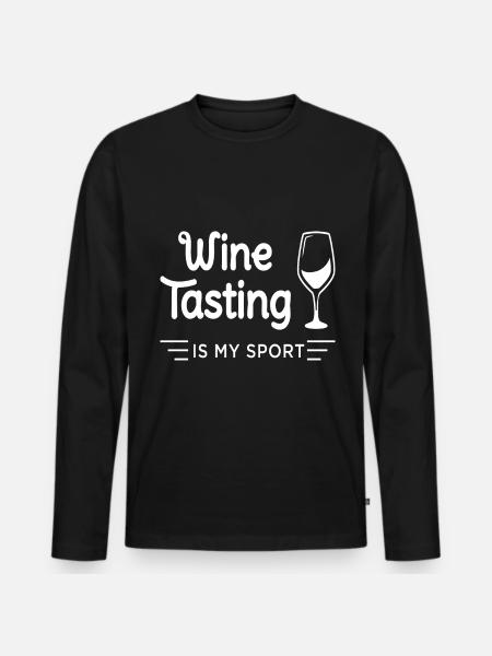 vine vin drikker vin drikker vin elsker vin elsker vin - Premium økologisk langærmet T-shirt til mænd - sort