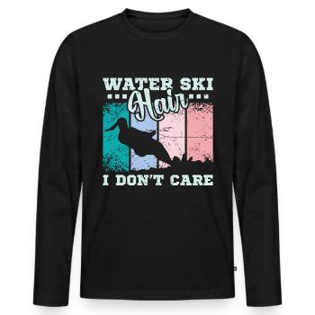 Water ski hair I don't care - Men's Premium Organic Long Sleeve Shirt - black - Front - Nico (187cm)