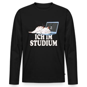 Ich im Studium schlafende katze - Männer Premium Bio Langarmshirt - Schwarz - Vorne - Nico (187cm)