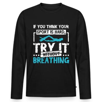 Sport without breathing Freitauchen - Männer Premium Bio Langarmshirt - Schwarz - Vorne - Nico (187cm)