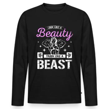 Ressemblez à une beauté, entraînez-vous comme une bête - T-shirt manches longues Premium bio Homme - noir - Devant - Nico (187cm)