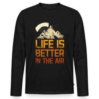 Life is better in the air Paragliding - Men's Premium Organic Long Sleeve Shirt - black - Front - Nico (187cm)