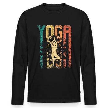 Retro Vintage Yoga - Men's Premium Organic Long Sleeve Shirt - black - Front - Nico (187cm)