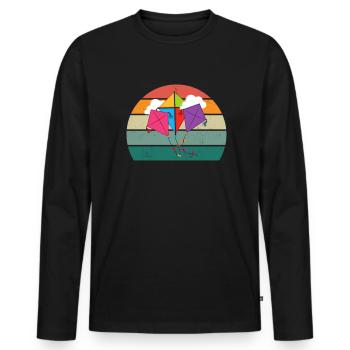 Drachensteigen Wind Herbst Papierdrache Drachen - Männer Premium Bio Langarmshirt - Schwarz - Vorne - Nico (187cm)