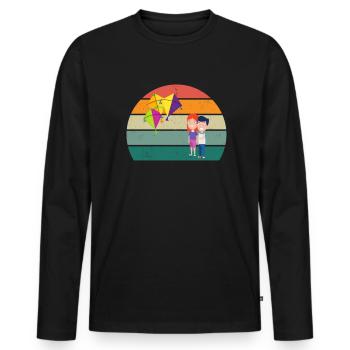 Drachensteigen Wind Herbst Papierdrache Drachen - Männer Premium Bio Langarmshirt - Schwarz - Vorne - Nico (187cm)