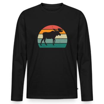 Elk Scandinavia Far North Canada Deer Moose - Men's Premium Organic Long Sleeve Shirt - black - Front - Nico (187cm)