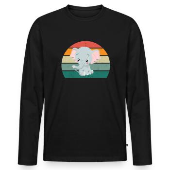 Eléphant Pachyderme Proboscis Afrique Trompettes Éléphant - T-shirt manches longues Premium bio Homme - noir - Devant - Nico (187cm)