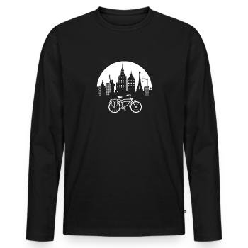 Fahrrad Fahrradfahren Fahrradfahrer Stadtrad Rad - Männer Premium Bio Langarmshirt - Schwarz - Vorne - Nico (187cm)