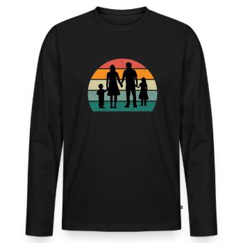 Familie Mama Papa Kind Sohn Tochter Tante Onkel - Männer Premium Bio Langarmshirt - Schwarz - Vorne - Nico (187cm)