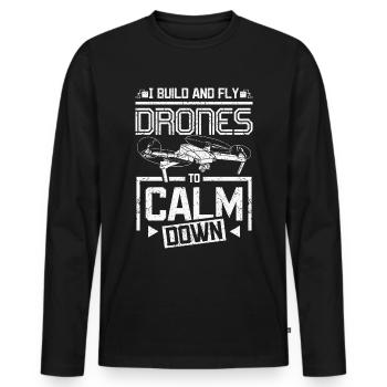 Construire et piloter des drones - T-shirt manches longues Premium bio Homme - noir - Devant - Nico (187cm)