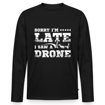 I saw a drone - Men's Premium Organic Long Sleeve Shirt - black - Front - Nico (187cm)