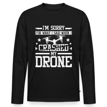 Désolé pour ce que j’ai dit quand j’ai écrasé mon drone - T-shirt manches longues Premium bio Homme - noir - Devant - Nico (187cm)