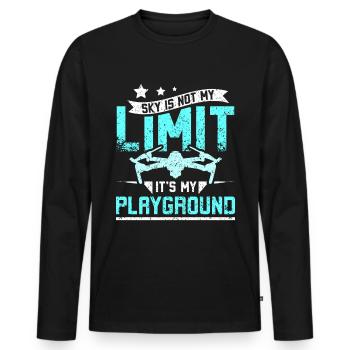Sky is not my limit its my playground drone - Men's Premium Organic Long Sleeve Shirt - black - Front - Nico (187cm)