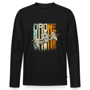 Drone rétro vintage - T-shirt manches longues Premium bio Homme - noir - Devant - Nico (187cm)