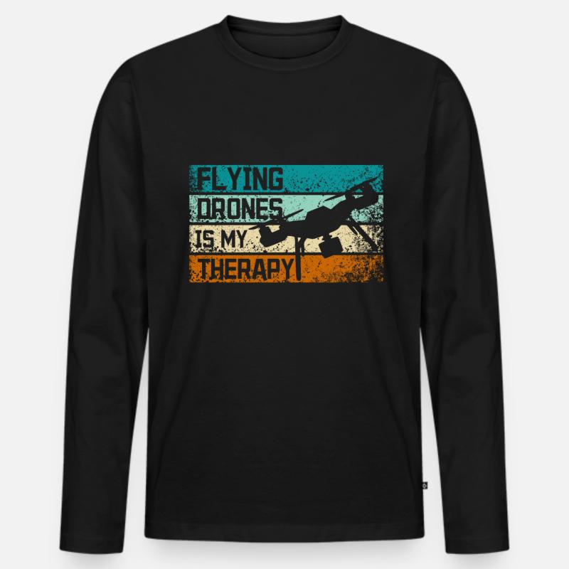 Flying drones is my therapy - Men's Premium Organic Long Sleeve Shirt - black