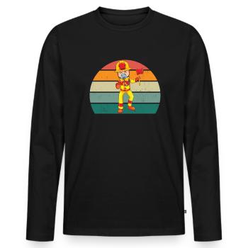 Pompier Pompiers Éteindre Les Secours Incendie - T-shirt manches longues Premium bio Homme - noir - Devant - Nico (187cm)