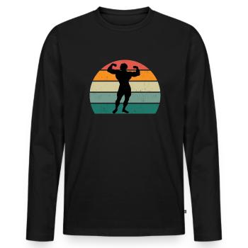 Krafttraining Fitnessstudio fitness sport Training - Männer Premium Bio Langarmshirt - Schwarz - Vorne - Nico (187cm)