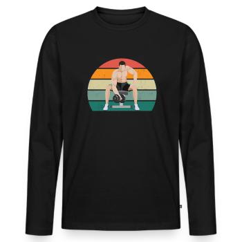 Musculation Gym fitness sport Entraînement - T-shirt manches longues Premium bio Homme - noir - Devant - Nico (187cm)