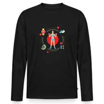 Krafttraining Fitnessstudio fitness sport Training - Männer Premium Bio Langarmshirt - Schwarz - Vorne - Nico (187cm)