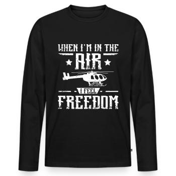Dans les airs, je sens la liberté hélicoptère - T-shirt manches longues Premium bio Homme - noir - Devant - Nico (187cm)