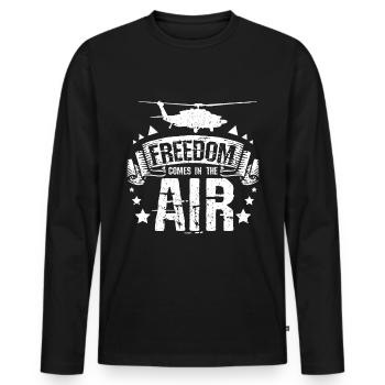 La liberté vient dans le pilote d’hélicoptère aérien - T-shirt manches longues Premium bio Homme - noir - Devant - Nico (187cm)
