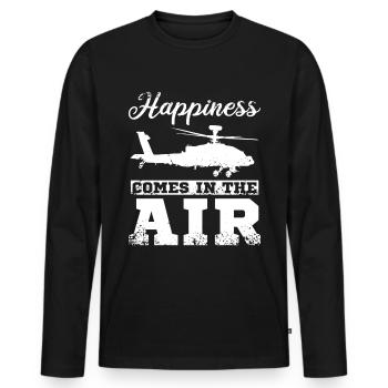 Happines vient dans le pilote d’hélicoptère aérien - T-shirt manches longues Premium bio Homme - noir - Devant - Nico (187cm)