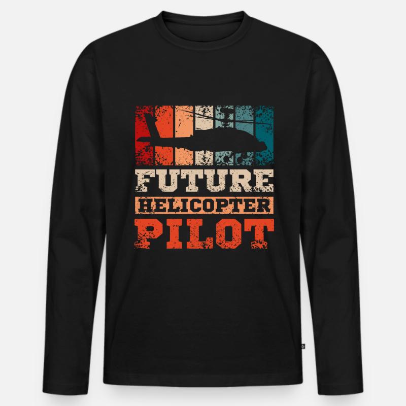 Future helicoper pilot - Männer Premium Bio Langarmshirt - Schwarz
