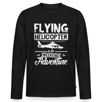 Piloter un hélicoptère est mon aventure du week-end - T-shirt manches longues Premium bio Homme - noir - Devant - Nico (187cm)