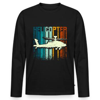 Hélicoptère rétro vintage - T-shirt manches longues Premium bio Homme - noir - Devant - Nico (187cm)
