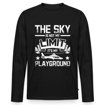 Le ciel est mon pilote d’hélicoptère au sol - T-shirt manches longues Premium bio Homme - noir - Devant - Nico (187cm)