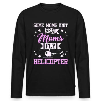 Les mamans pilotent un hélicoptère - T-shirt manches longues Premium bio Homme - noir - Devant - Nico (187cm)