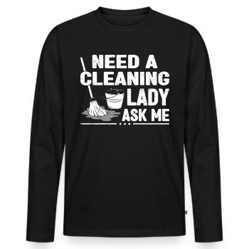 Cleaning lady Cleaner Cleaner - Men's Premium Organic Long Sleeve Shirt - black - Front - Nico (187cm)