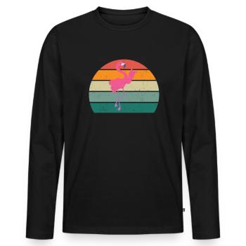 Flamingos Rosa Vogel einem Bein stehen Flamingo - Männer Premium Bio Langarmshirt - Schwarz - Vorne - Nico (187cm)